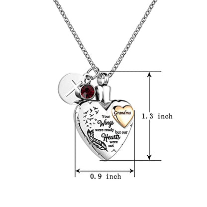 Heart Urn Necklace for Ashes Cremation Memorial Keepsake Jewelry for Loved Ones -Your Wings were Ready My Heart was Not - style: Paw Print-Uncle