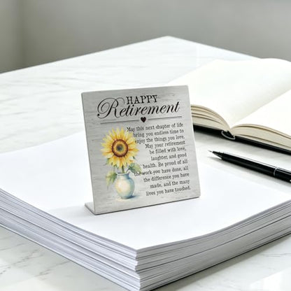 Stainless Steel Desk Plaque with Sunflower Design, Funny Gift for Work Friend, Happy Retirement Gift for Colleague Friend Family, Motivational Retirement Desk Decor HDESK21 - style: Colleague Friend