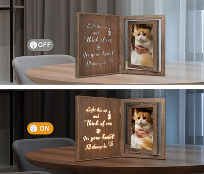 EYITUPC Lighted Pet Memorial Frame: Dog or Cat Loss, In Your Heart Always - color: In Your Heart