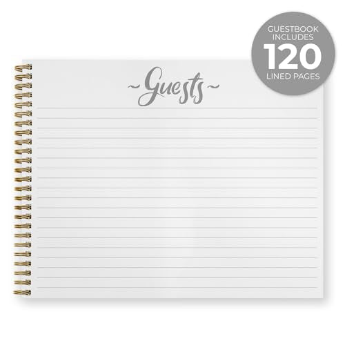 Canopy Street Hardcover Indie Autumn Floral Wedding Guestbook / 120 Lined Guest Signature Pages Inside / 8.5" x 11" Landscape Lay Flat Anniversary Fall Flower Guest Book/Gold Metal Spiral Binding - color: Indie Autumn Floral