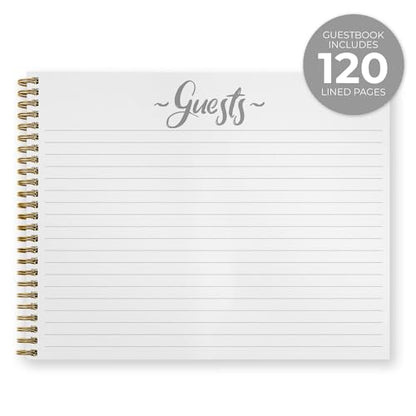 Canopy Street Hardcover Indie Autumn Floral Wedding Guestbook / 120 Lined Guest Signature Pages Inside / 8.5" x 11" Landscape Lay Flat Anniversary Fall Flower Guest Book/Gold Metal Spiral Binding - color: Indie Autumn Floral