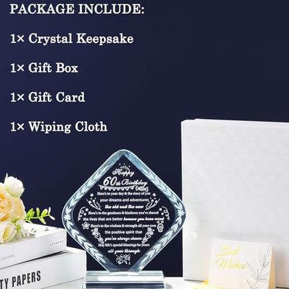 YWHL 60th Birthday Gifts for Men Women Crystal 60th Bday Decorations Best 60 Year Old Birthday Gift Ideas for Mom Grandma Wife Dad Born in 1965 - style: 60th Birthday Gifts