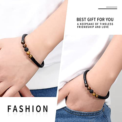 shajwo Cremation Jewelry Lava Stone Urn Bracelet for Ashes for Women Men Chakra Healing Balancing Genuine Leather Memorial Bracelets - color: Customize