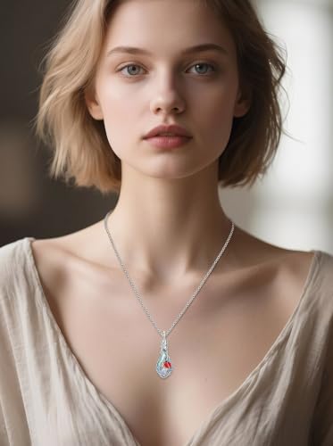 Urn Necklace for Ashes Butterfly/Dragonfly/Ladybug/Bee/Hummingbird Crystal Teardrop Ash Necklace Keepsake Pendant Cremation Jewelry Memorial Gift for Women With Funnel Filler - color: Ladybug
