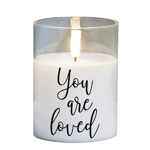 Cottage Garden PGC-04-50WH You are Loved 4 x 3 Inch Flickering Flame LED Glass Candle - style: You Are Loved