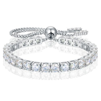 Moissanite Tennis Bracelet 1.79ct-8.69ct Adjustable Bracelet for Women 18K White Gold Plated S925 Sterling Silver Tennis Bracelet D Color VVS1 Round Cut 2/3/4mm Moissanite Bracelet Gifts for Wife/Mom - color: Silver-4MM-8.69Carats