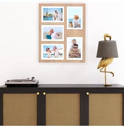 Collage Picture Frame Beige Wood 4x6 5-Opening 1 Pack - color: Beige, size: 5 4X6