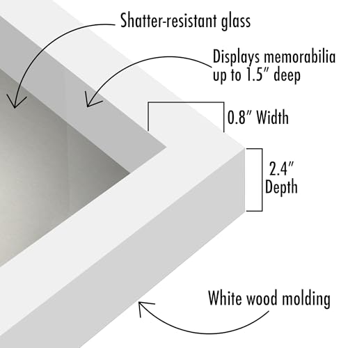 Americanflat 11x14 Shadow Box Frame with Shatter-Resistant Glass - Silhouette Collection - Large Shadow Box Display Case for Tabletop and Wall Display - White with Soft Felt Back | Shatter-resistant glass, 1.5 inch interior depth, hangs vertical or horizo