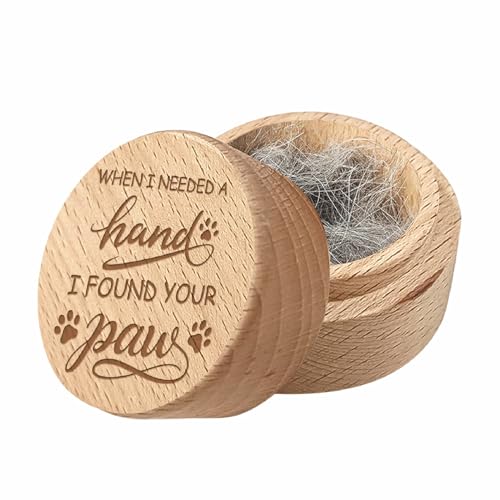 CREATCABIN Wood Mini Animal Urn Small Pet Urns for Ashes Pet Hair Keepsake Box Case Paw Print Round Burlywood Decorative Urns Funeral Cremation Memorial Box Gift for Dogs Cats Animals 2x1.6Inch - style: Paw Print-19D