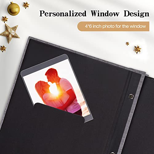 potricher Linen Photo Album for 4x6 Inch Photos, 300 Pockets, Black | Linen Cover, Small Capacity 4x6 Picture Albums with Horizontal Pockets, 4x6 Photo Book for Family, Wedding, Baby, Anniversary - color: Black