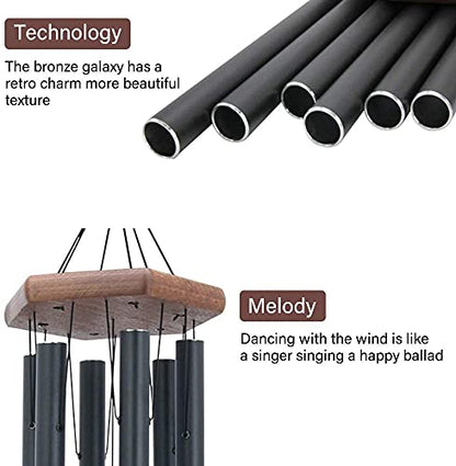 Wind Chimes for Outside, 30" Black Aluminium Wind Chime with Wind Catcher, - color: Black, size: 30"
