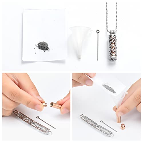 Imrsanl Cylinder Cremation Urn Necklace for Ashes of Loved One - color: Rose Gold