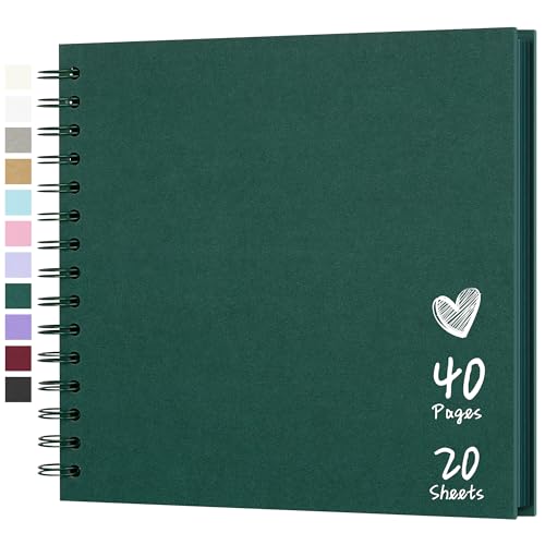 Scrapbook Photo Album 8"x8" 20 Sheets 40 Pages Hardcover Kraft Paper Green - color: Green, size: 8"x8" 20 Sheets