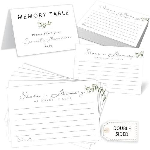 Olive Leaf Share a Memory Cards for Celebration of Life, Graduation, Retirement, Birthdays, Guest Book Ideas, Funeral Sign In Book For Memorial Service, 4x6 Inches Set of 50 Pcs -A03 - color: Olive Leaf, size: Standard Card