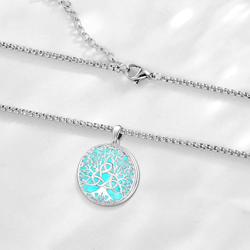Sterling Silver Tree of Life Necklace for Women Oval Family Tree Necklace Abalone Shell Moonstone Pendant Mother Day Necklace for Mom Tree of Life Jewelry - style: Tree of Life-Locket Necklace