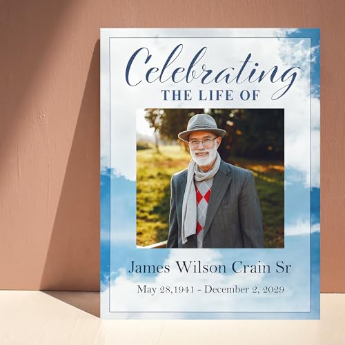 Custom Funeral Welcome Sign with Photo, Memorial Yard Sign, Celebration of Life Welcome Board, Personalized Remembrance Sign for Funeral Service - CCTC11 - color: Background #11