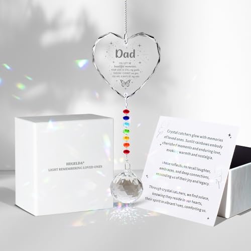 Hegelda Memorial Gifts for Loss of Dad Father Crystal Suncatcher Ornaments - color: Ball