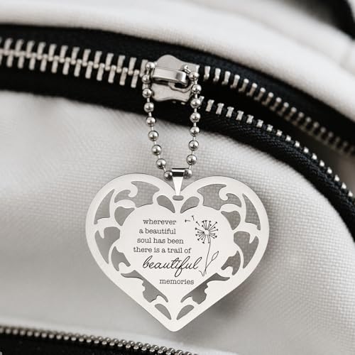 Memorial Heart Ornament, “Wherever a Beautiful Soul Has Been” Sympathy Gift for Loss of Dad, Remembrance Keepsake for Mom Dad Friends Bereavement Dandelion Hanging Ornaments S2X33 - style: Memorial Heart2