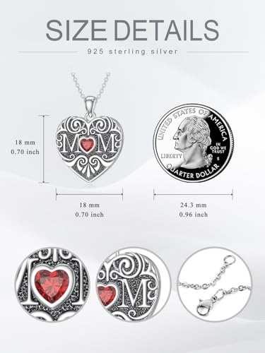 Midari Personalized Heart Locket Necklace That Hold 2 Pictures 925 Sterling Silver Oxidized Photo Necklace Memory Custom Photo Lockets Necklaces Jewelry Gifts for Family Women Lover Mom Dad - color: MOM, style: Locket+Photo+Text