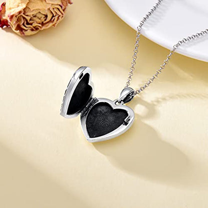 SOULMEET Personalized Silver Locket Necklace That Holds Pictures Photo Keep Someone Near to You, Memorial Custom Lockets Necklaces Letters Engraving for His Her - color: P-Elephant-Black, style: Locket Necklace Only