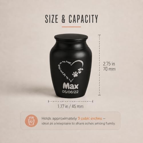 Personalized Cremation Keepsake Pet Ashes Mini Urn Waterproof with Airtight with Airtight Closure Customized Text Engraving Vase Container Memorial Dog (You Left paw Prints on My Heart)