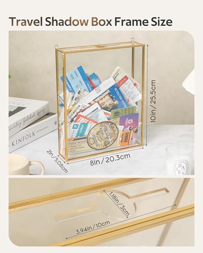 8x10 Travel Shadow Box Frame with Slot on Top, Glass Shadow Boxes Display Case for Loading Memories, Shadow Keepsake Box for Tickets, Wine Bottle Caps, Shells, Stamps and More