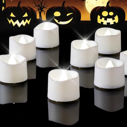 Homemory 12-Pack Flameless Tea Lights Candles Battery Operated, 200+ Hours - color: Cool White Glow – White Body, size: Pack of 12