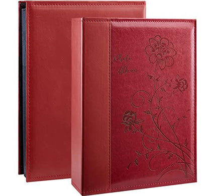 Artmag Photo Album 4x6 300 Photos, Extra Large Capacity Leather Cover Wedding Family Photo Albums Holds 300 Horizontal 4x6 Photos(Red) - color: Red, size: 300 Pockets