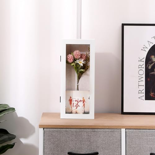 Muzilife 12.5x5 Shadow Box Wood Picture Frame, 2.16 Deep, Real Glass, White - color: White, size: 12.5x5