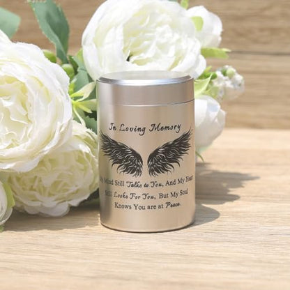 Aluminum Keepsake Urns Set of 6 - Mini Memorial Ashes Containers (3 inches) - size: Wing