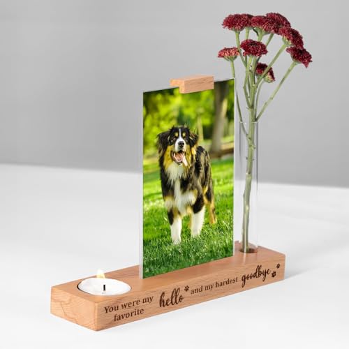 Dog Memorial Gifts – Pet Remembrance Keepsake, Sympathy Gift for Loss, Memorial Picture Frame Fits 4x6 In Photo with Vase and Photo Frame, Engraved Stand Handicraft (You were)