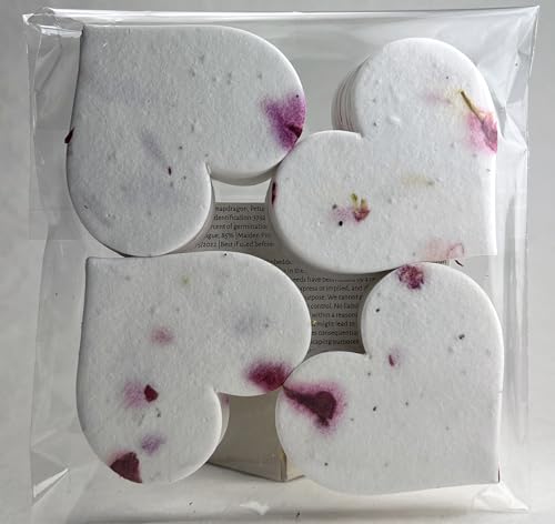 Of The Earth Handmade Paper - Wildflower Seed Paper Large Hearts - Recycled Flower Petals - Bulk Set of 100 (19s Stock) - color: 19s Stock