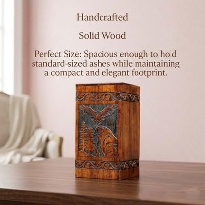 Wooden Urn for Human Ashes Adult Male/Women - Rosewood Funeral Cremation Urn for Ashes - Eagle Wooden Urns Hand-Crafted (M(9.5X5.5) 172 Cu) - color: M( 9.5x5.5) 172 Cu