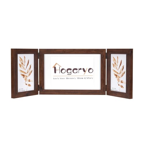 Brown 3 Picture Frame Collage 4x6 5x7,Holds 3 Standard Photographs, Freestanding,Glass Front Stand Vertical on Desktop - color: Brown, size: 4x6-5x7