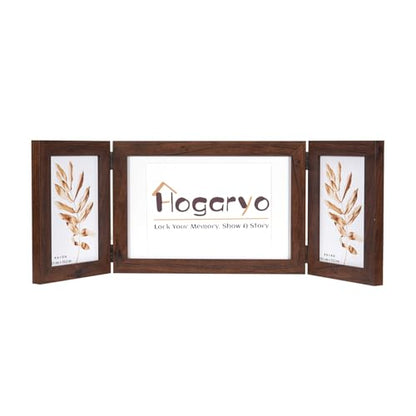 Brown 3 Picture Frame Collage 4x6 5x7,Holds 3 Standard Photographs, Freestanding,Glass Front Stand Vertical on Desktop - color: Brown, size: 4x6-5x7