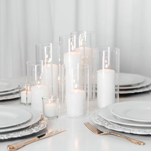 Yummi Set of 36 Slim Pillars and Cylinder Vases - White - color: White