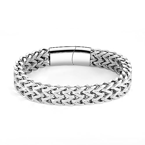 abooxiu Urn Bracelet for Human Ashes Cremation Bracelet Stainless Steel Ashes Bracelet Cremation Jewelry Urn Keepsake Memorial Ash Holder for Men Women - style: Silver2-8.45 IN