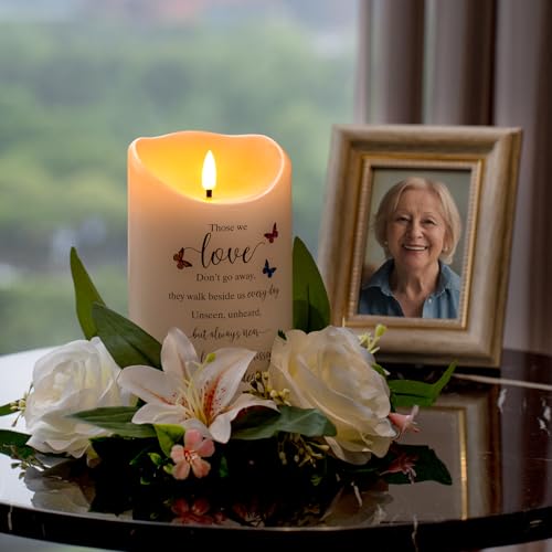 Flameless Memorial Candle, Real Wax LED Light with Remote Sympathy Bereavement Gifts for Loss of Loved One Sympathy Candles for Loss of Mother Father Mom Dad Son Remembrance Gifts (4" x 7") - color: Those We Love