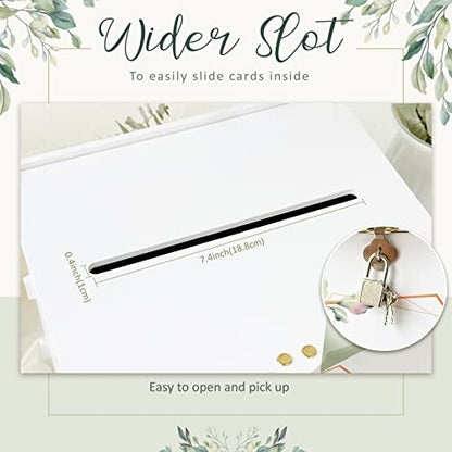 White Wedding Card Box with Lock, PVC Envelope Money Card Box for Wedding - style: White Print