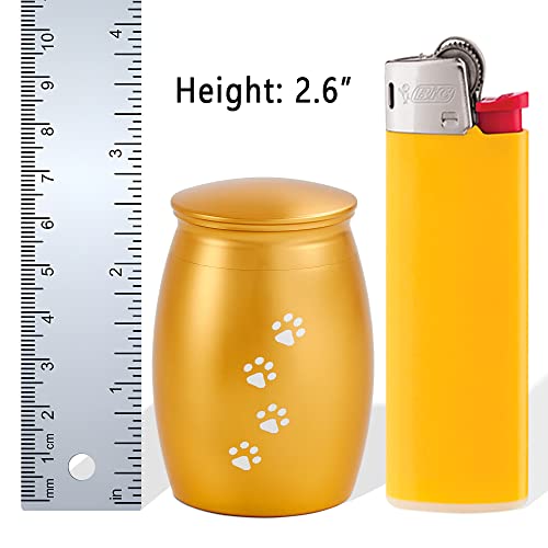 2.67 Inches Small Urns for Pet Ashes,Small Dog Urns for Ashes - color: Gold