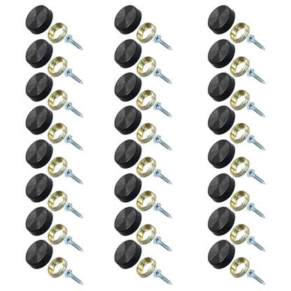 Decorative Screw Covers, Black, 16mm, 24 Pack - size: 16mm-24 Pack-Black