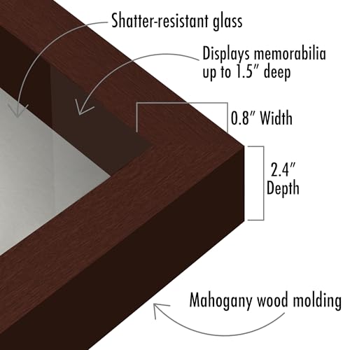 Americanflat 8.5x11 Shadow Box Frame with Shatter-Resistant Glass - Silhouette Collection - Large Shadow Box Display Case for Tabletop and Wall Display - Mahogany with Soft Felt Back | Shatter-resistant glass, 1.5 inch interior depth, hangs vertical or ho
