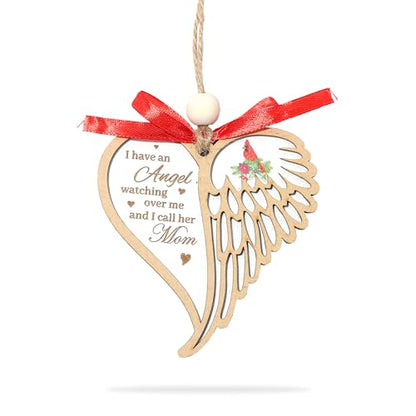 Mom Memorial Angel Wing Ornament - I Have an Angel Mom, Christmas Sympathy Gift for Loss of Mother, Cardinal Memorial Gift - style: S01