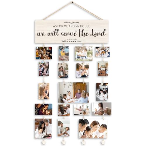 Wedding Picture Frame Hanging Photo Display,Christian Gifts | Religious Gift for Women Picture Frame,As for Me and My House We Will Serve Wood Hanging Photo Holder for Wall - color: Lord