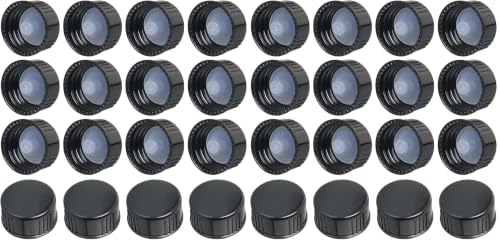 MEETOOT 16pcs Phenolic Resin Cover 20mm Black Poly Seal Screw Caps for Daily Chemicals, Food, Cosmetics Bottles (Pack of 2) - size: 20mm (Pack of 2)