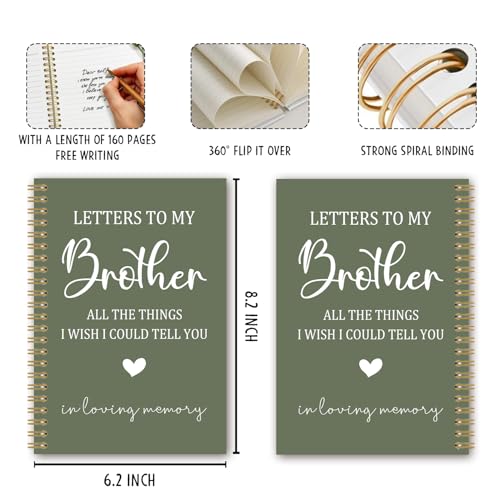 Brother Memorial Gifts Spiral Notebook Journal, Sympathy Bereavement Gifts for Loss of Brothers Notebook, Letters to My Brother in Loving Memory Journal, 5.5x8.3 Inches - style: brother