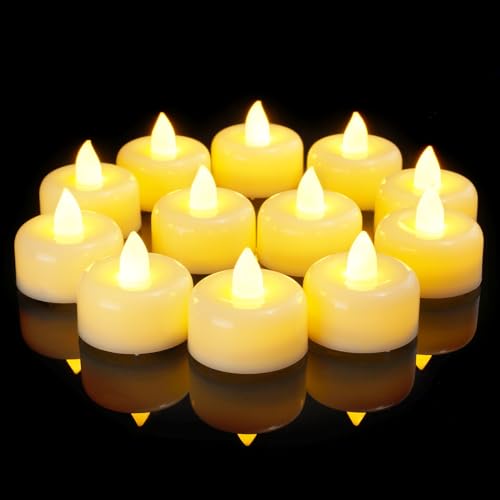 Amagic 50Pack Flameless LED Tea Lights Candles Battery Operated, Warm Ivory - color: Ivory, size: 50 Pack