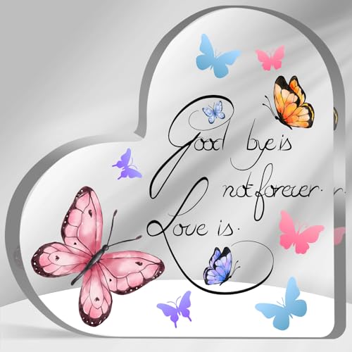 Sympathy Memorial Gifts for Loss Loved One Bereavement Remembrance Paperweight Keepsake for Loss of Mom Dad Condolence Memorial Table Home Butterfly Decorations - color: Goodbye not forever
