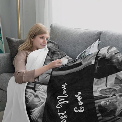 XINLING Custom Memorial Blanket with Pictures for Loss of Loved One Personalized Photo Blanket Customized Sympathy Gifts in Memory of Mom Dad Grandma Grandpa(5 Photos) - color: 5 Photos
