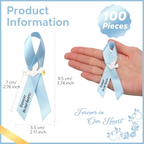 Geosar 100 Pcs Dove Funeral Memorial Ribbons Pins Memorial Service Respect Funeral Personalized Ribbon Bow with Safety Pins and White Dove for Mourning Mental Health Awareness Month Gifts(Light Blue) - color: Light Blue, style: Pigeon